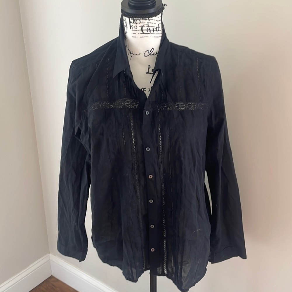 Abercrombie & Fitch Women’s Button Up Shirt With Lace See Through Design